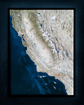 4x3 foot California illuminated map by Evan Applegate.