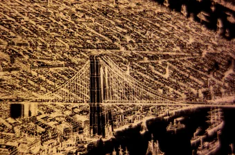 1883 illuminated map of Manhattan.